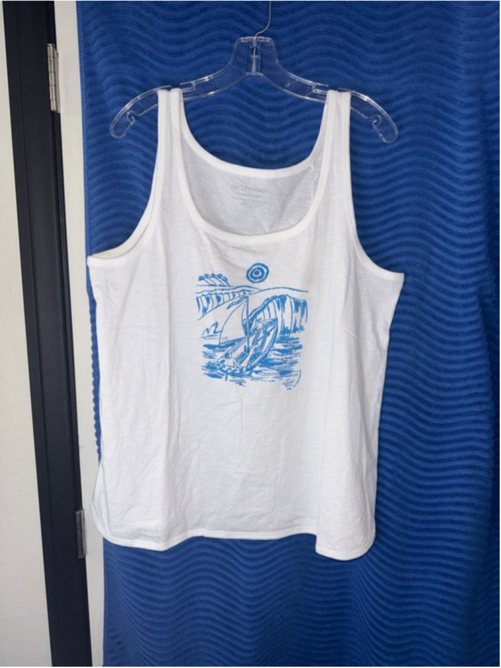 Women's Outerknown White & Blue Graphic Tank Top XXL